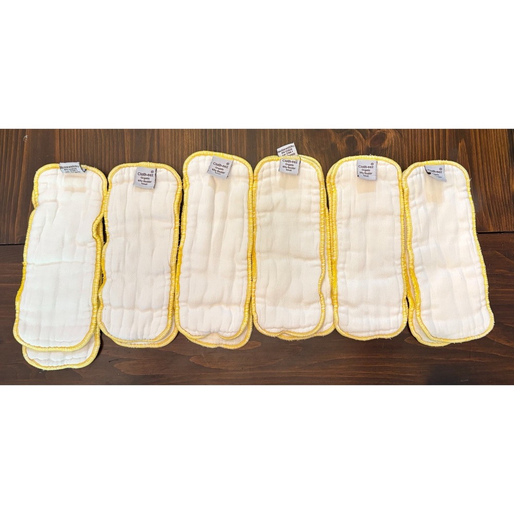 12 Cloth-eez Organic Cotton Inserts Cloth Diapers Yellow Serged Edges Small